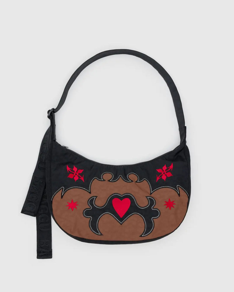 Bagggu Medium Nylon Crescent Bag - Western Appliqué