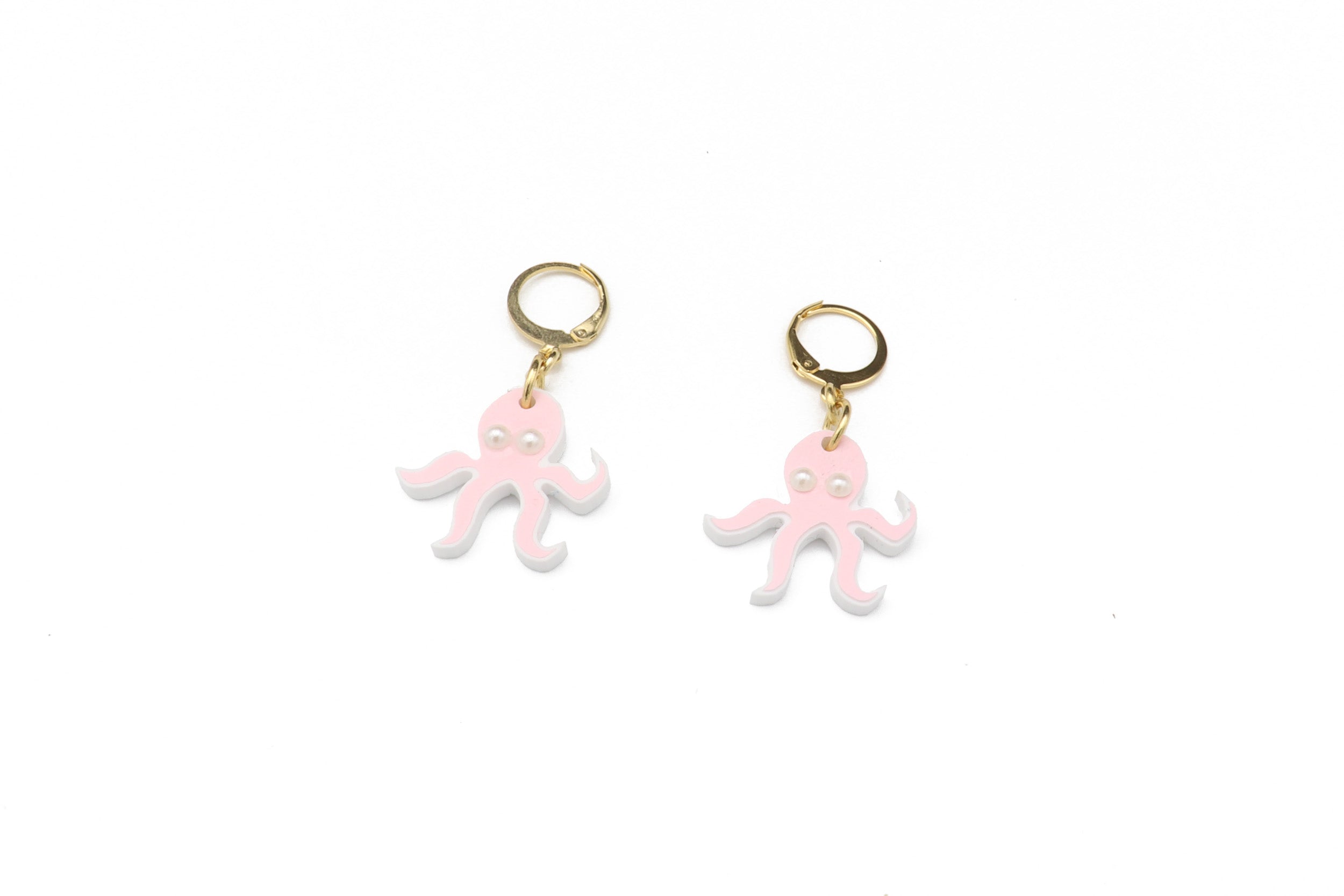 Mini Pink Crab Charm Earring