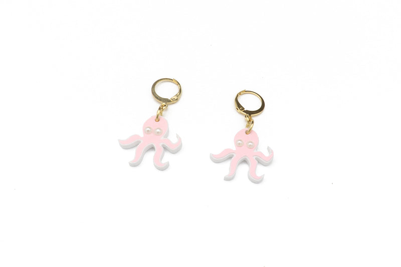 Mini Pink Crab Charm Earring