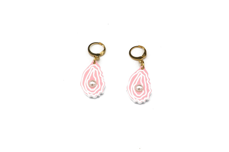 Mini Pink Oyster Charm Earring