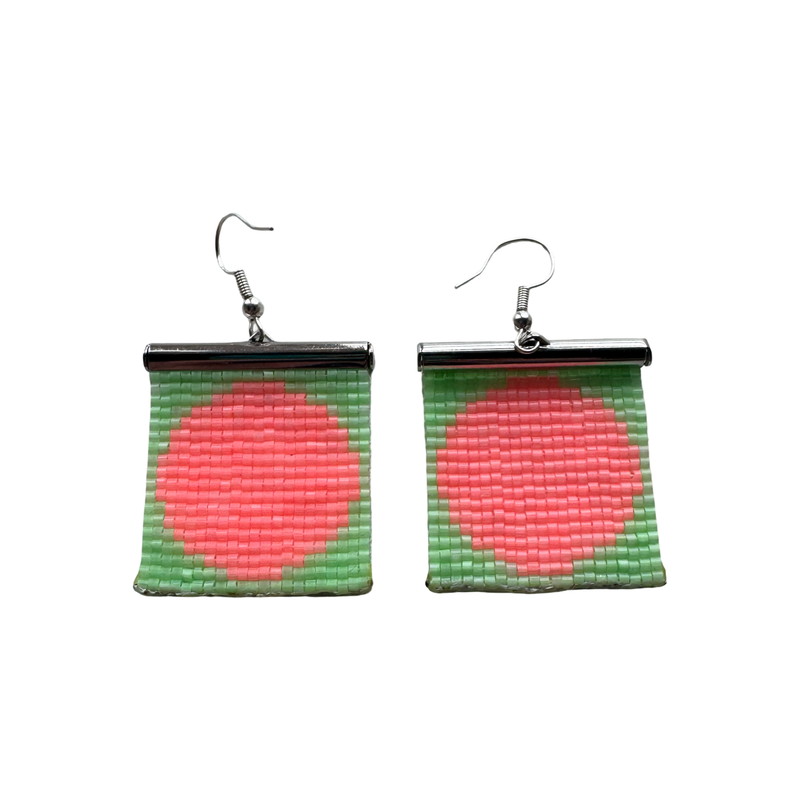 Circle beaded earrings- Mint and Peach