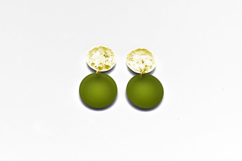 Small Double Bubble Earrings - Frost Moss