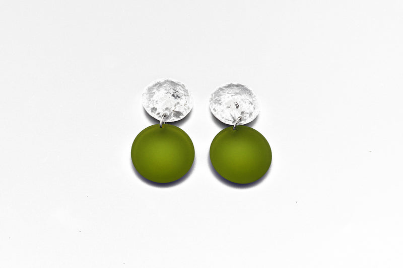 Small Double Bubble Earrings - Frost Moss