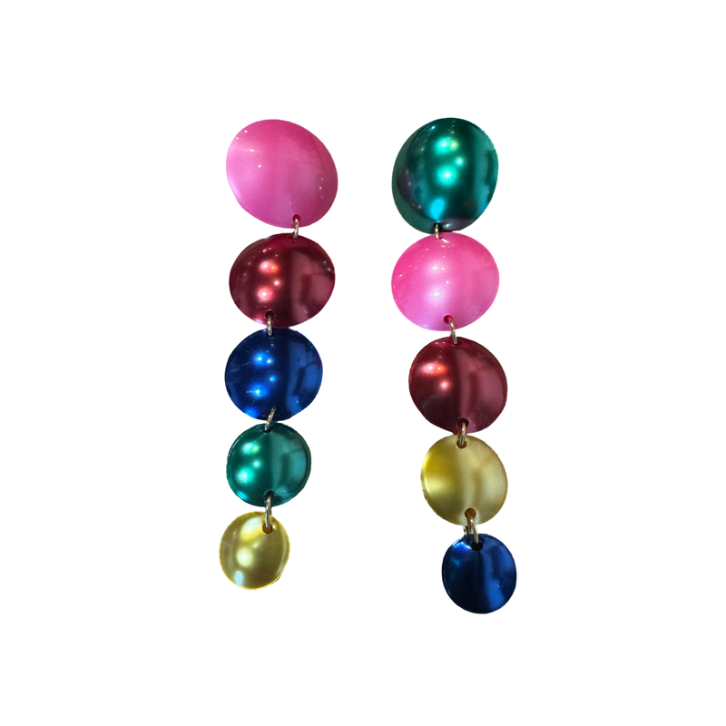 Long Bubble Drop Earrings - Rainbow