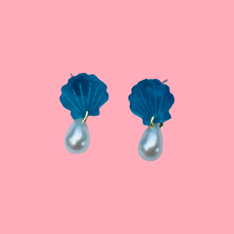 Blue Pearl Shell Stud Earrings