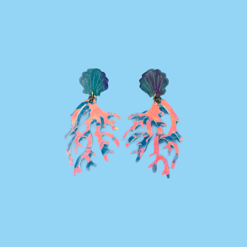Iridescent Coral Earrings
