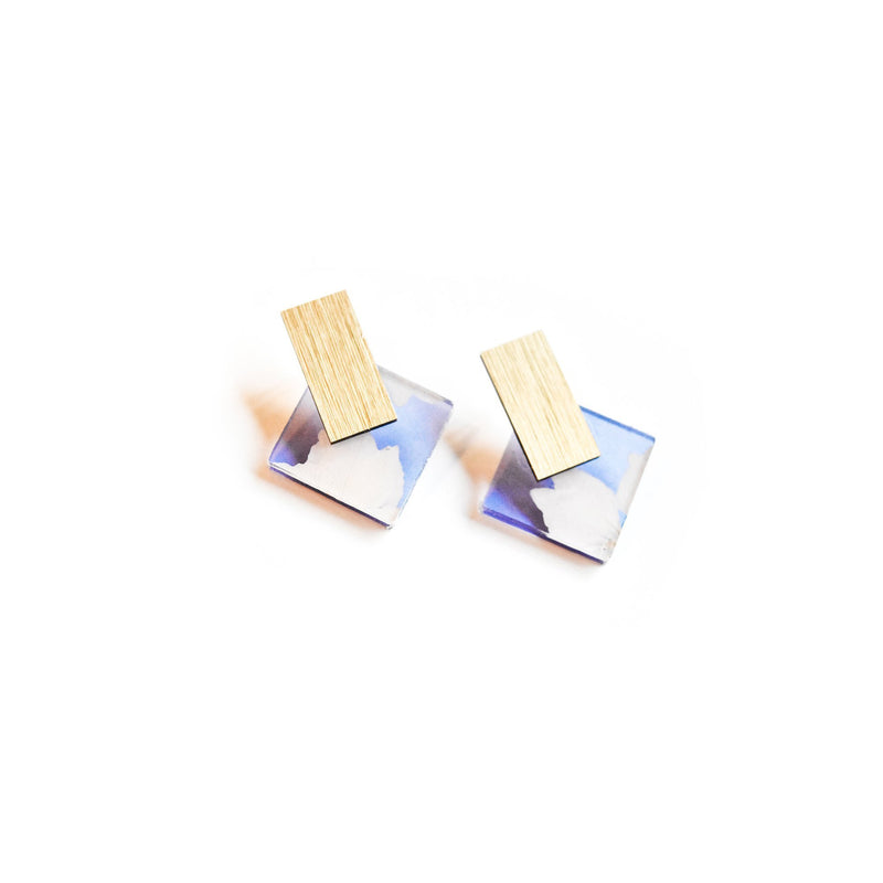Ecoresin Earrings - Diamond Stud