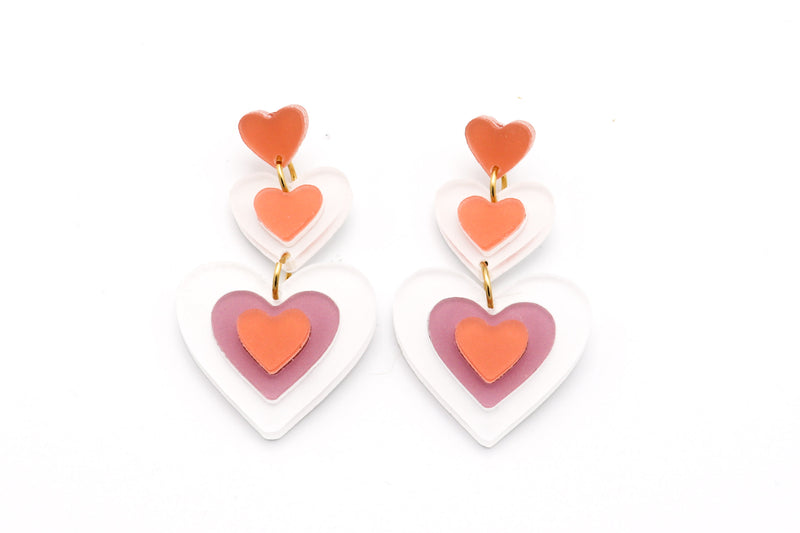 Triple Heart Earrings