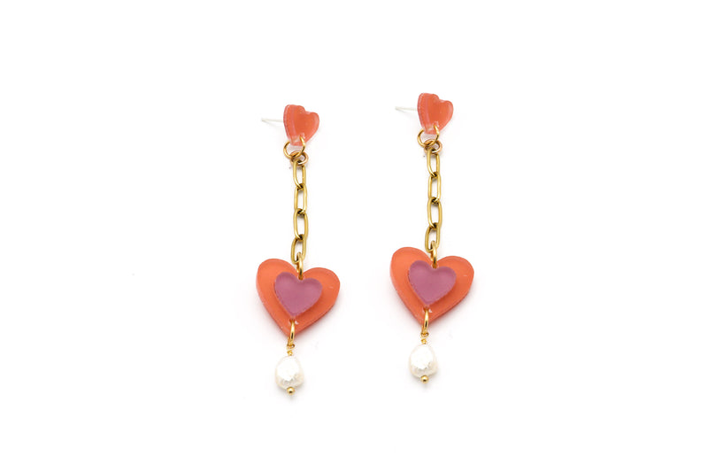 Chain of Hearts Pearl Drops