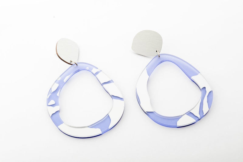 Mirror Violet Earrings - Fluid Drop Large