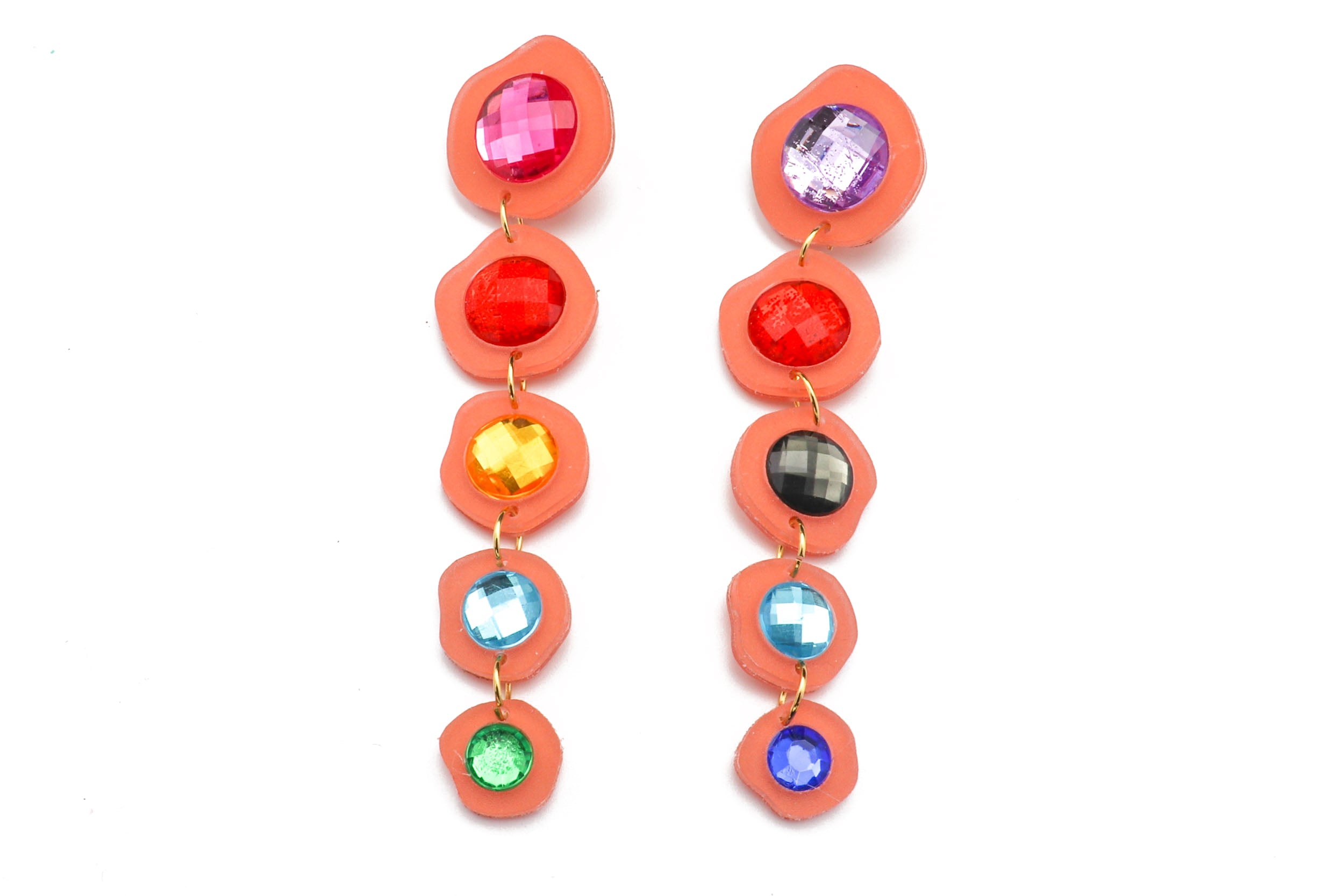 Ecoresin Gem Long Drop Earrings