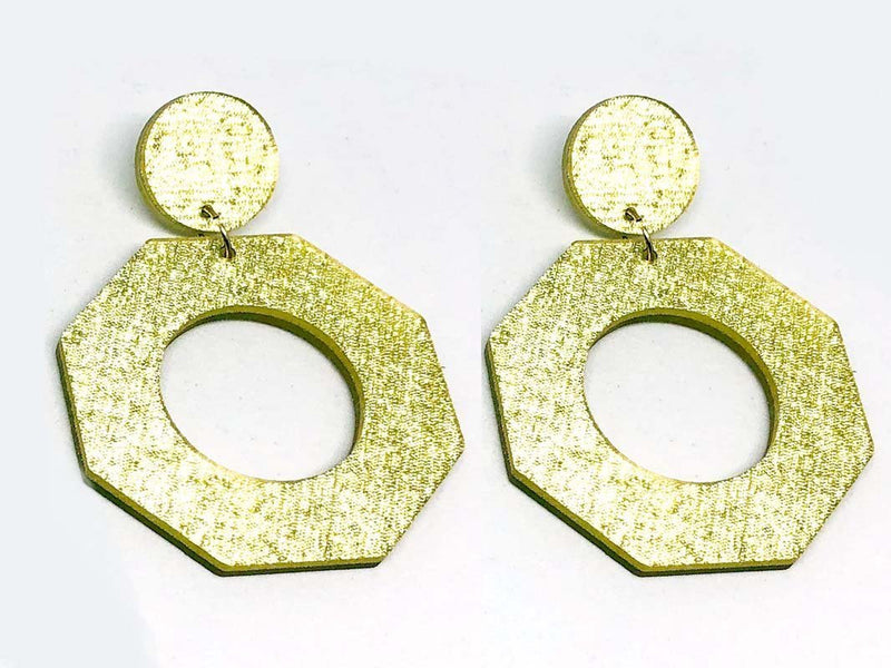 Pure Gold Ecoresin Earrings - Octagon - Large