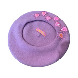 Ghost Eyes Sequined  Beret- Baby Pink Hearts