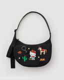 Baggu Medium Nylon Crescent Bag- Embroidered Hello Kitty Western