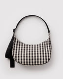 Medium Nylon Crescent Bag - Blue and Cream Gingham