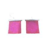 Med Square Beaded earrings - Circle Square- Fuschia