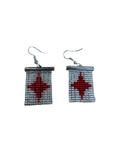Beaded earrings - Silver with Red Star