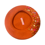 Ghost Eyes Sequined  Beret- Orange  Daisy Stars