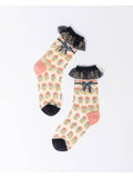 Repeat Floral Ruffle Sheer Crew Sock