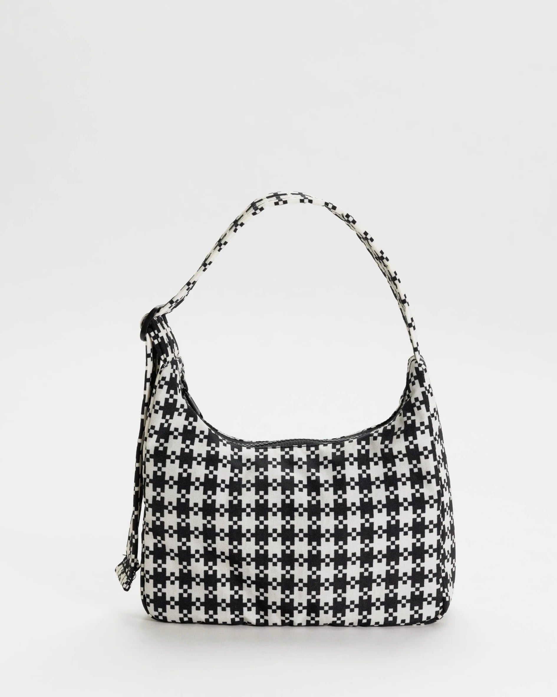 Mini Nylon Shoulder  Bag- Black and White Pixel