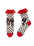 Polka Dot Bow Ruffle Sheer Crew Sock