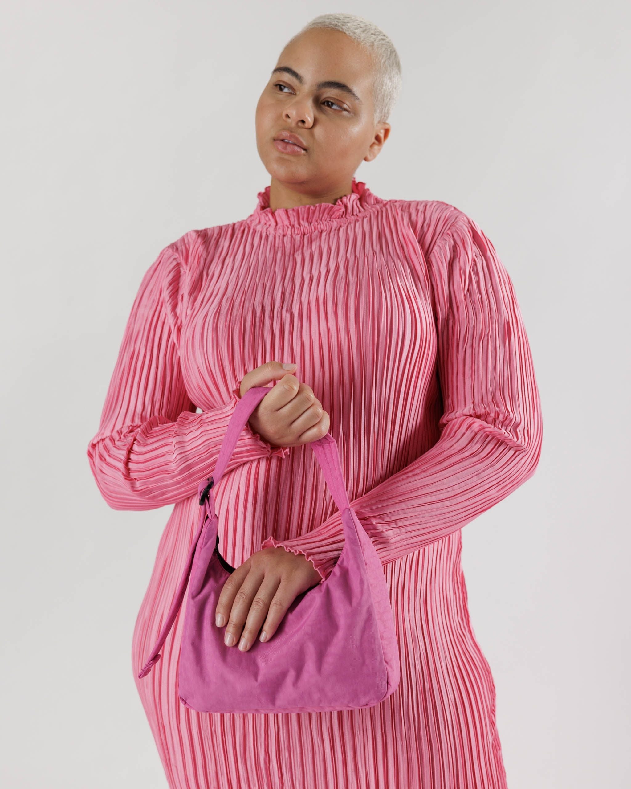 Mini Nylon Shoulder  Bag-  Extra Pink
