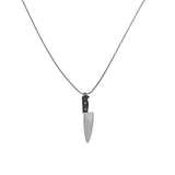 Silver - Black Chefs Knife Necklace