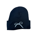 knit Hat with Embroidered Bow
