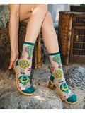 Hot Air Balloon Shimmer Sheer Crew Sock