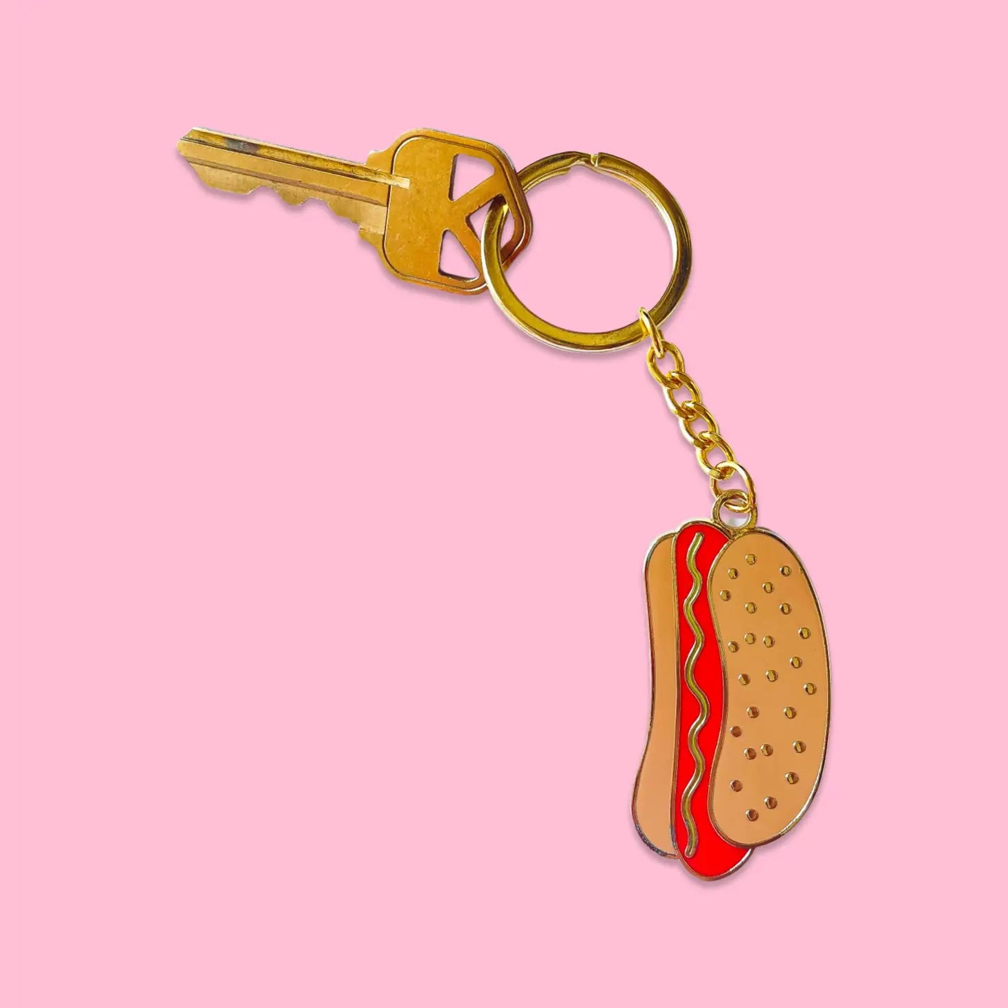 Enamel Hot Dog Key Chain