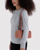 Small Nylon Bowler Bag- Tan Houndstooth