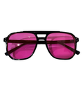 Retro Sunglasses- Black Frame- Pink Lens