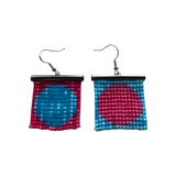 Circle beaded earrings- Blue and Pink