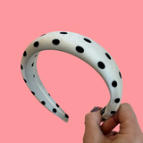 Creme and Black Polka Dot Head Band