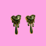 Drippy Heart Earrings- Gold