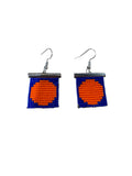 Mini Circle beaded earrings- Cobalt/Orange