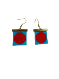 Mini Circle beaded earrings- Teal/Red Circle