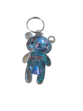 Blue Glitter Bear key chain