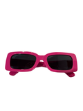 Hot Pink Rectangle Frame Sunglasses- Black  Lens