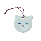 White Cat Ceramic Ornament