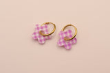 Gingham Daisy Hoop Earrings