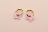 Gingham Daisy Hoop Earrings