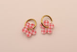 Gingham Daisy Hoop Earrings