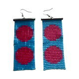 Two Circle beaded earrings- Blue And Pink