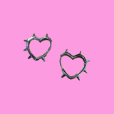 Spikey Silver Heart Earrings