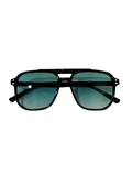Retro Frame Sunglasses- Black  Frame Green Lens