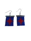 Beaded earrings - Blue with Red Star