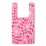 Pink Checker Daisy Knit Bag