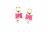 Bow Pearl Drops - Neon Pink