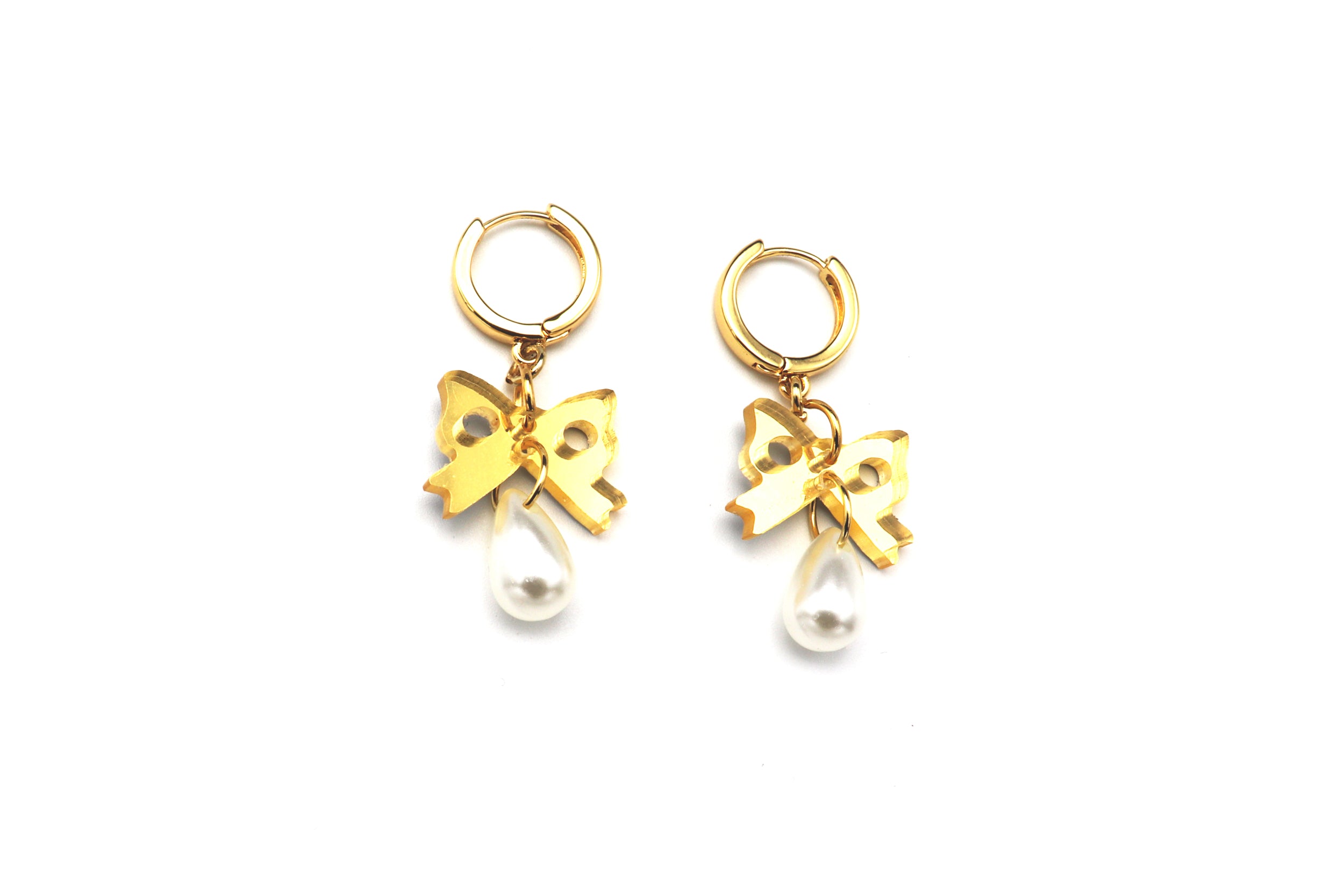 Bow Pearl Drops - Gold